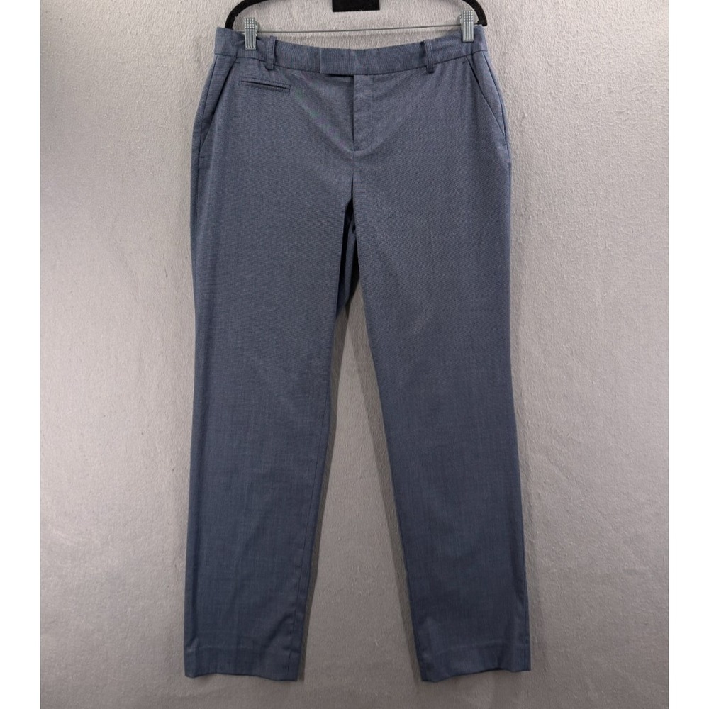 Banana Republic Jackson Pants Womens 10 Blue Micro Crosshatch Office Career